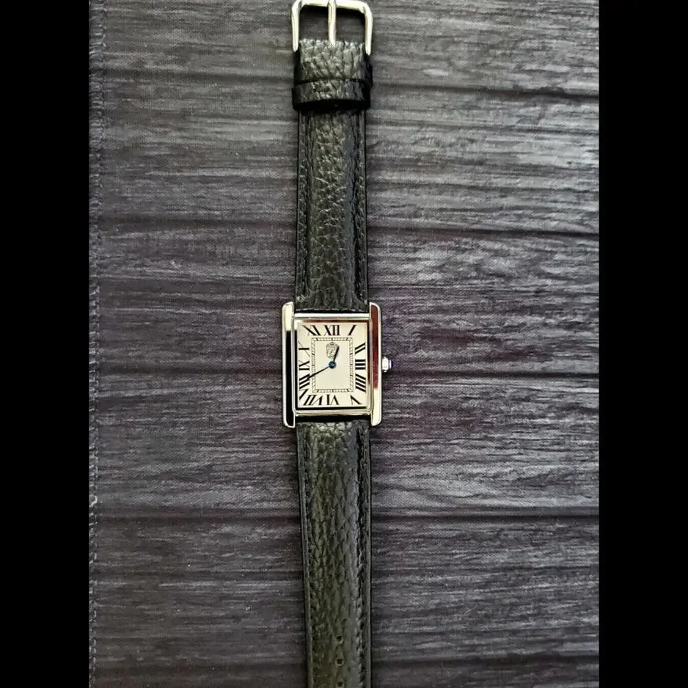 Vintage Tank‎ Style Pierre Lucerne  Mens Watch Black Band
